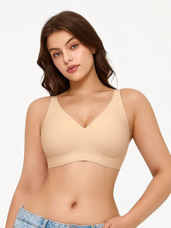Seamless Wireless Deep-V Design Comfort Bra