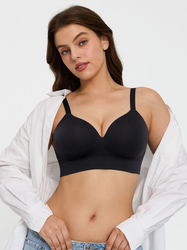 3-Pack Wireless Seamless Silky Push-Up V-Neck Bra Bundle