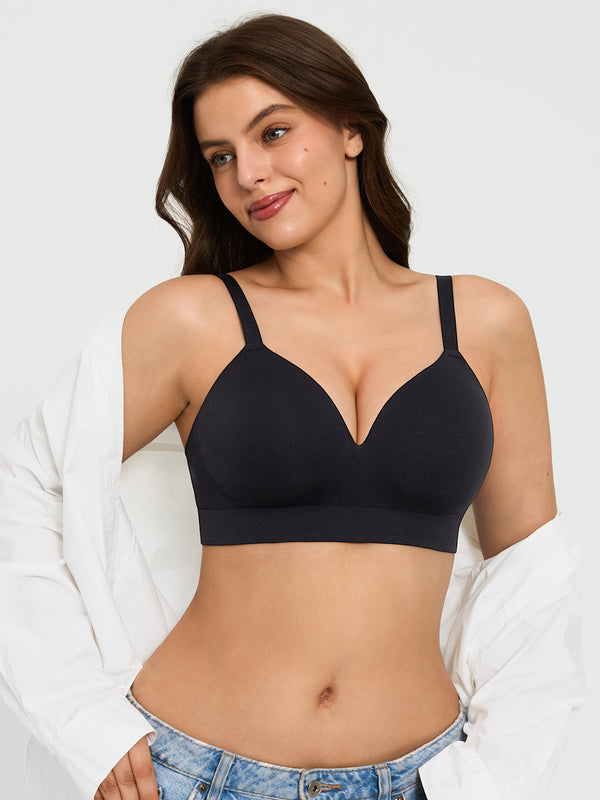 3-Pack Wireless Seamless Silky Push-Up V-Neck Bra Bundle