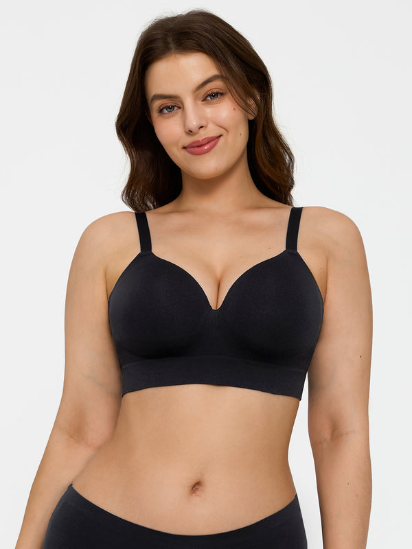 3-Pack Wireless Seamless Silky Push-Up V-Neck Bra Bundle