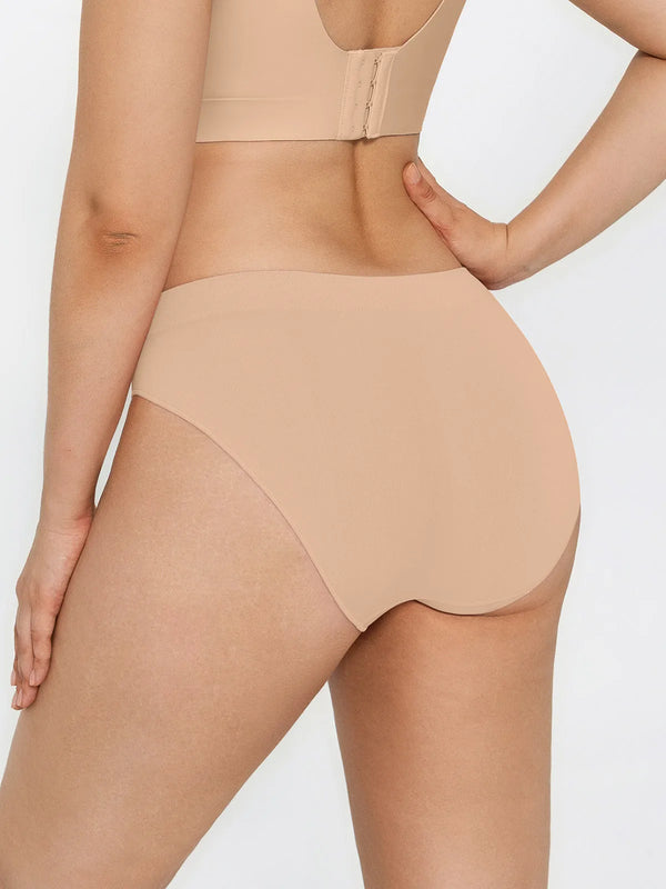 Seamless Solid Stretchy Fit Mid-Rise Brief