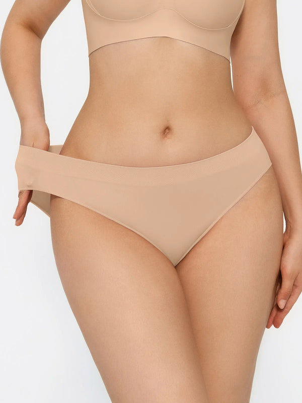 Seamless Solid Stretchy Fit Mid-Rise Brief