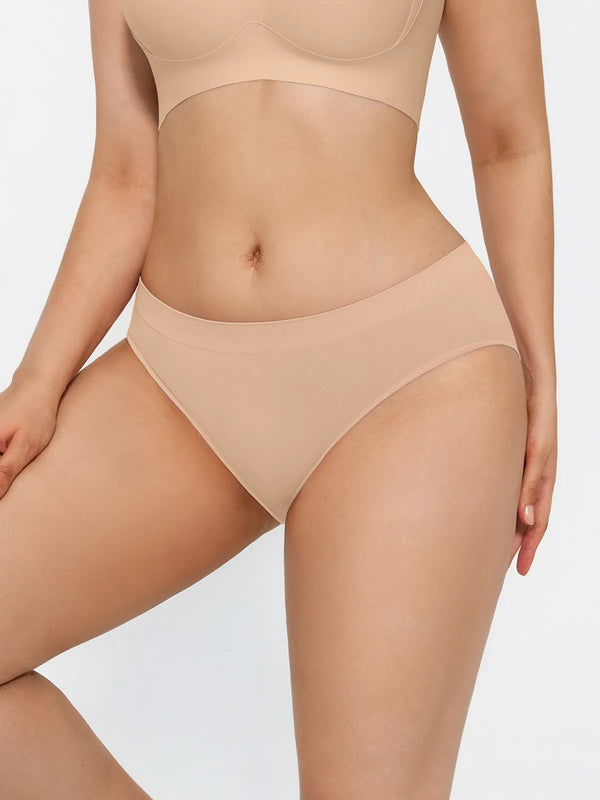 Seamless Solid Stretchy Fit Mid-Rise Brief