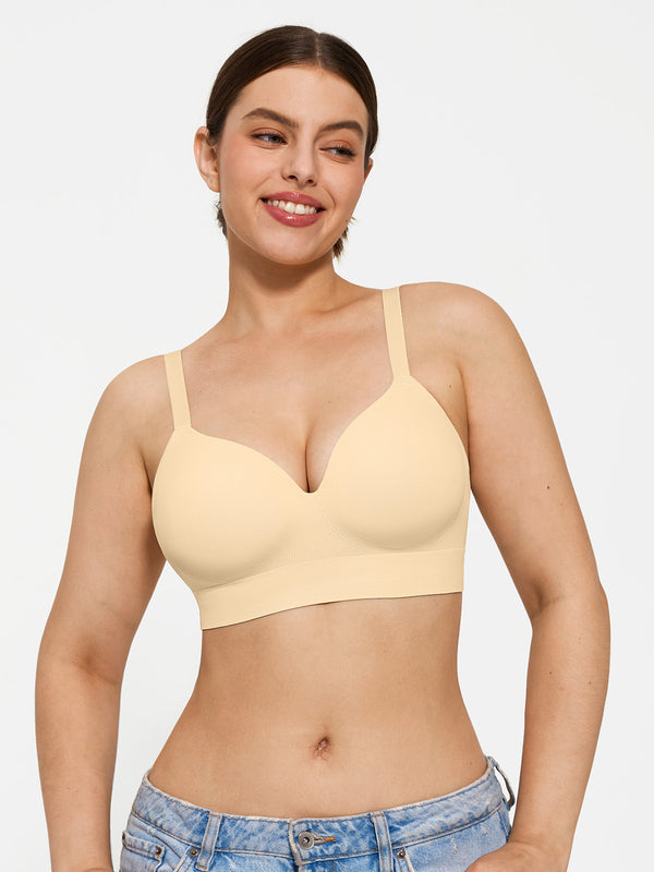 3-Pack Wireless Seamless Silky Push-Up V-Neck Bra Bundle