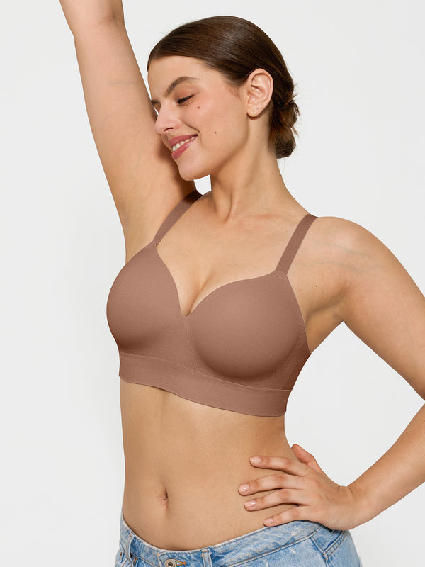 4-Pack Wireless Seamless Silky Push-Up V-Neck Bra Bundle