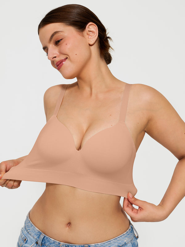 4-Pack Wireless Seamless Silky Push-Up V-Neck Bra Bundle