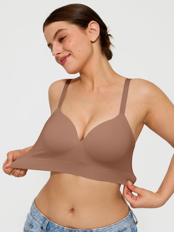 3-Pack Wireless Seamless Silky Push-Up V-Neck Bra Bundle