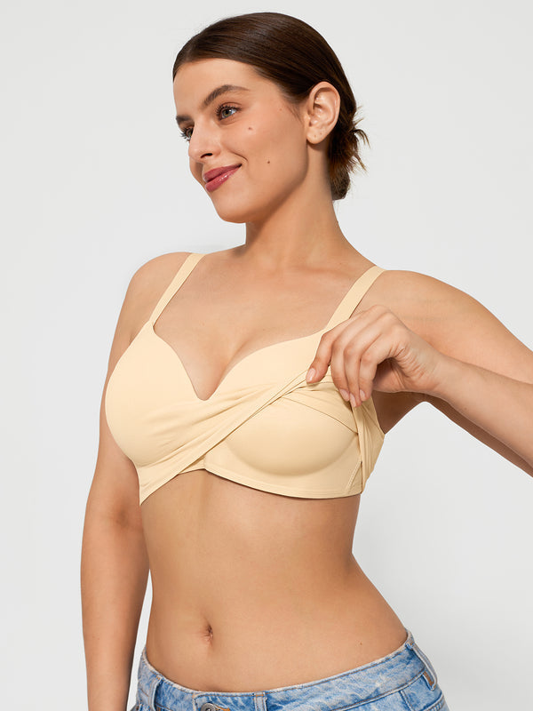 3-Pack Wireless Seamless Silky Push-Up V-Neck Bra Bundle