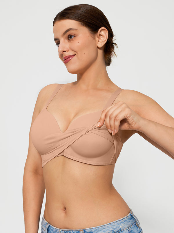 3-Pack Wireless Seamless Silky Push-Up V-Neck Bra Bundle