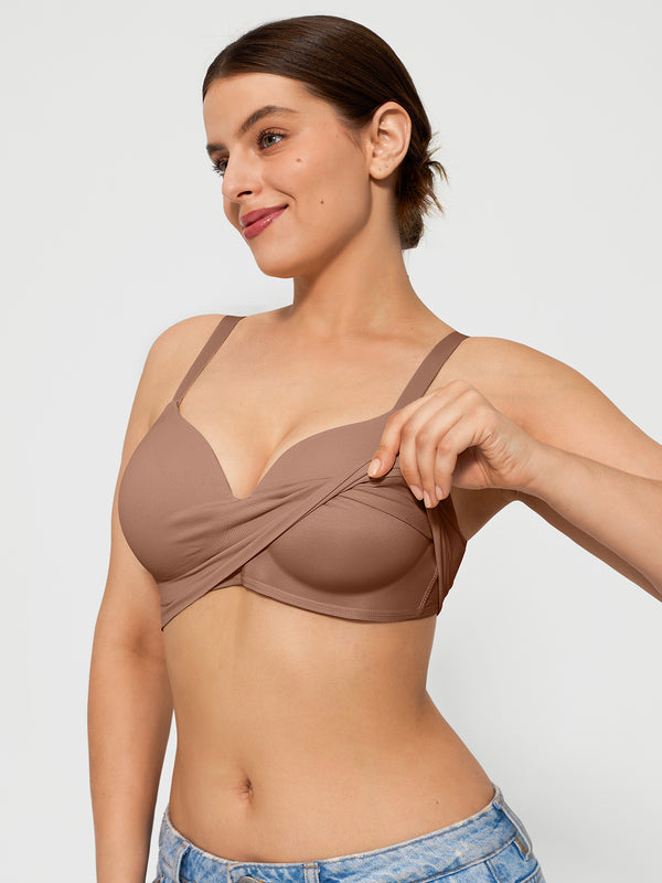 4-Pack Wireless Seamless Silky Push-Up V-Neck Bra Bundle