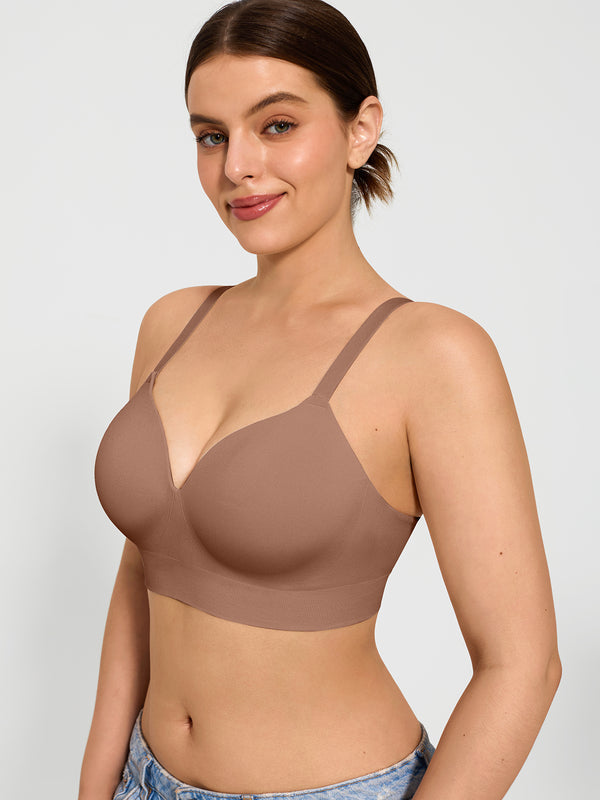 3-Pack Wireless Seamless Silky Push-Up V-Neck Bra Bundle