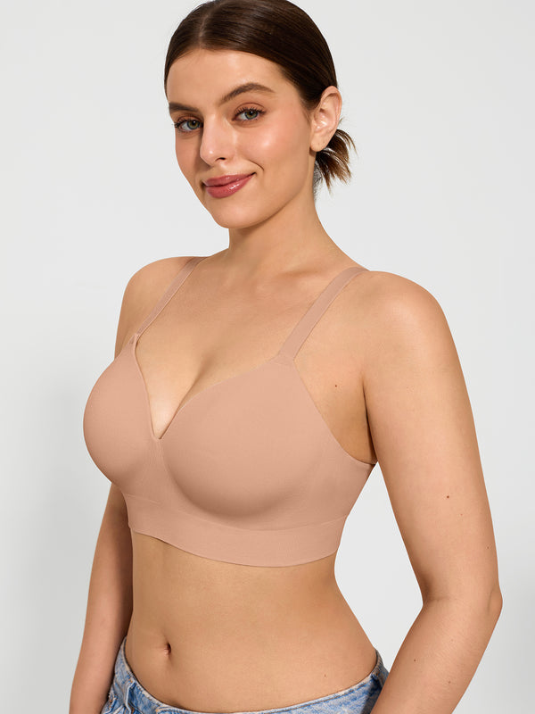 4-Pack Wireless Seamless Silky Push-Up V-Neck Bra Bundle