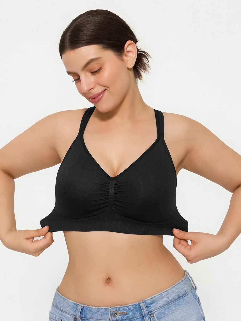 Seamless Wireless Adjustable Wide-Strap Everyday Bra
