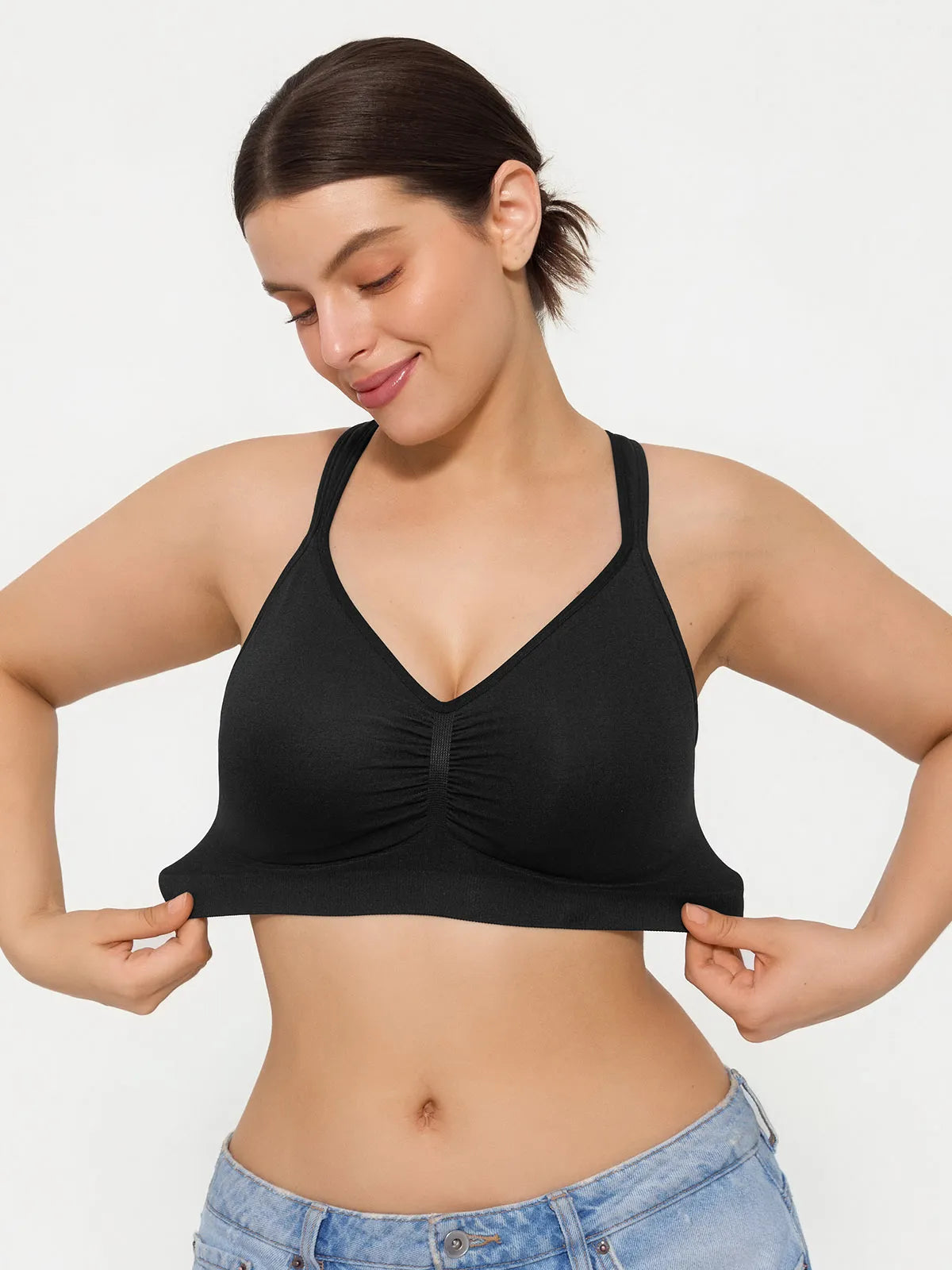 Seamless Wireless Adjustable Wide-Strap Everyday Bra