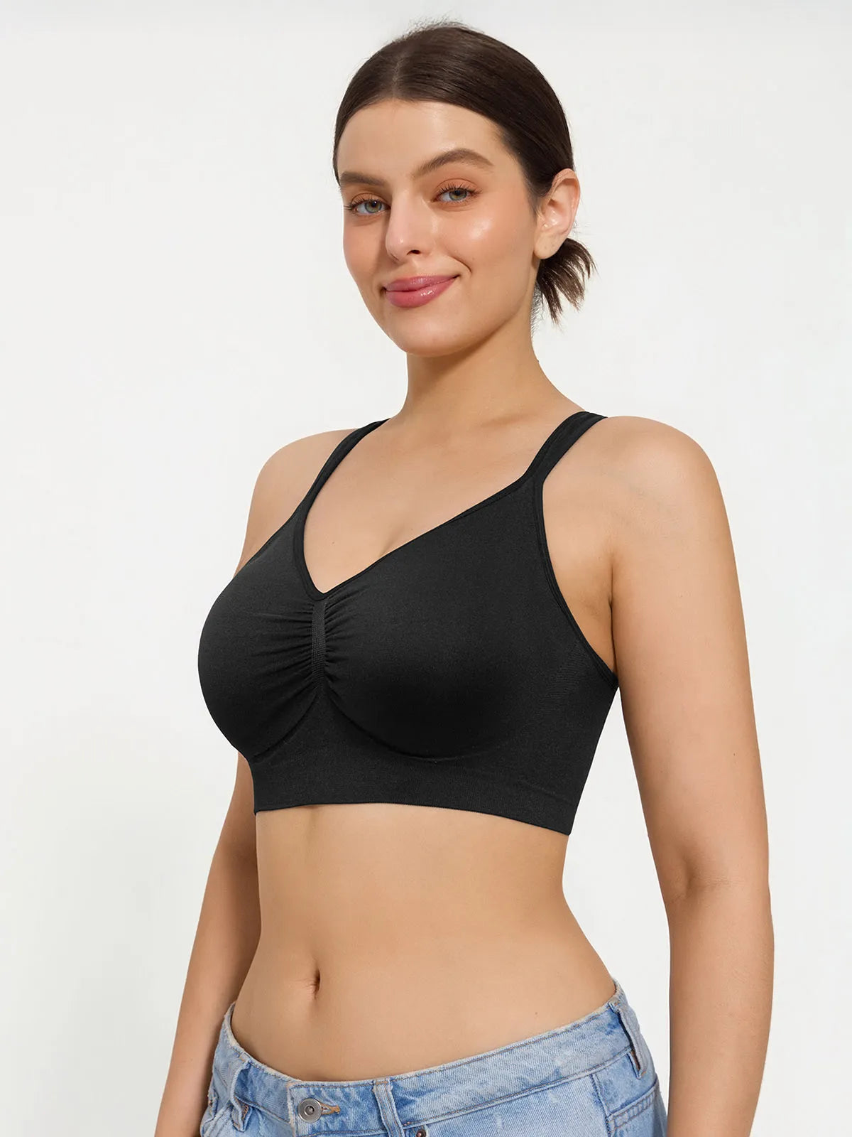 Seamless Wireless Adjustable Wide-Strap Everyday Bra