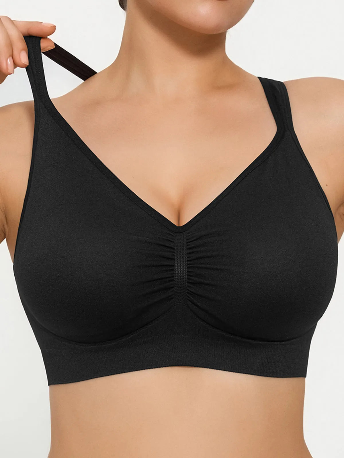 Seamless Wireless Adjustable Wide-Strap Everyday Bra