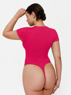 Shapewear Deep V-Neck Sculpting Button Front Bodysuit