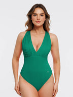 Shapewear Halter Cross-Front Draped Tummy Control Bodysuit