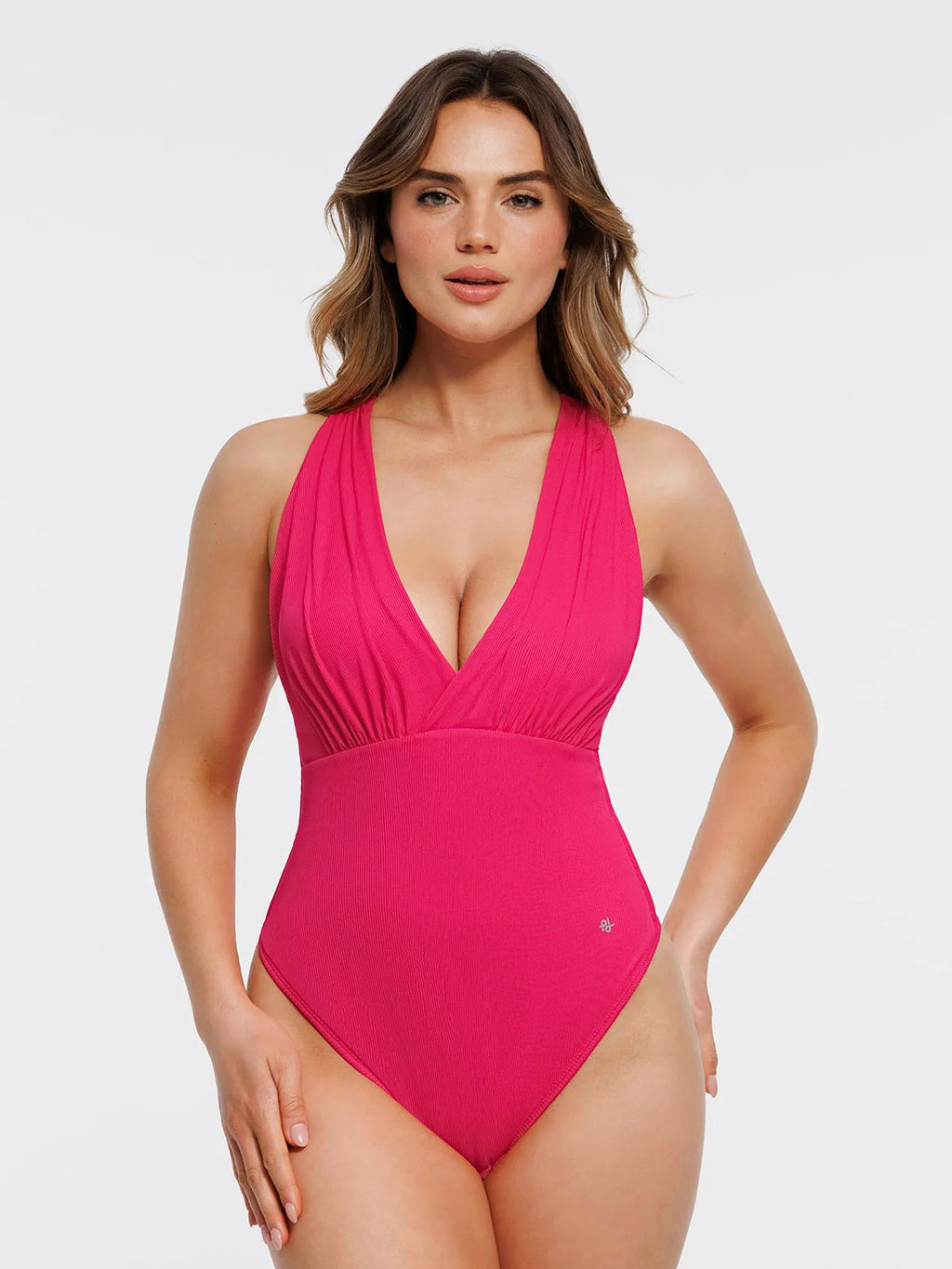 Shapewear Halter Cross-Front Draped Tummy Control Bodysuit