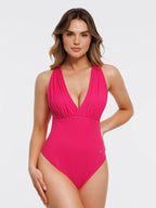 Shapewear Halter Cross-Front Draped Tummy Control Bodysuit