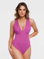 Shapewear Halter Cross-Front Draped Tummy Control Bodysuit