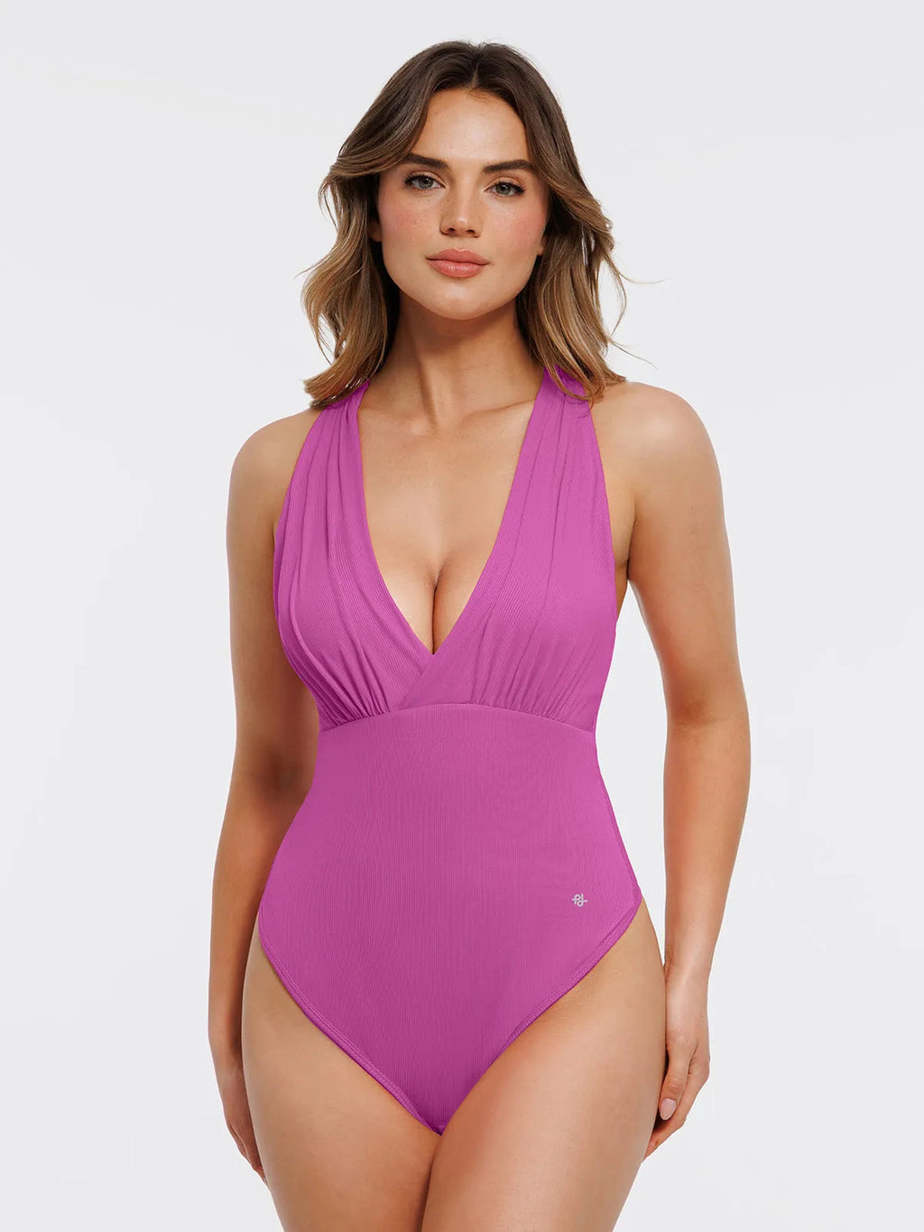 Shapewear Halter Cross-Front Draped Tummy Control Bodysuit
