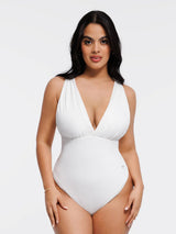 Shapewear Halter Cross-Front Draped Tummy Control Bodysuit
