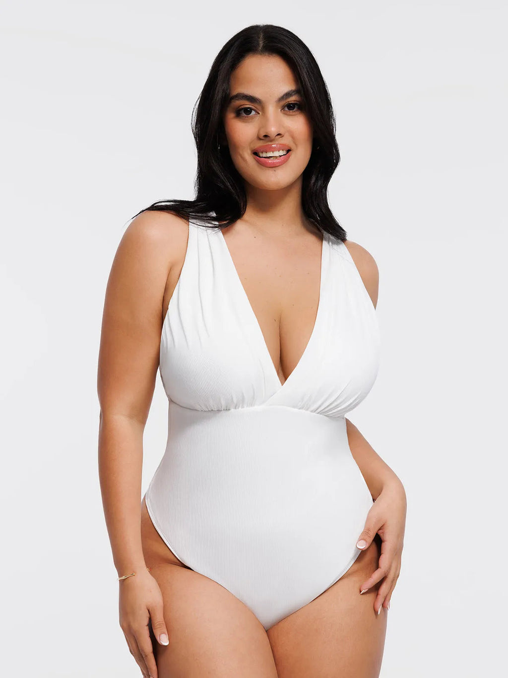 Shapewear Halter Cross-Front Draped Tummy Control Bodysuit