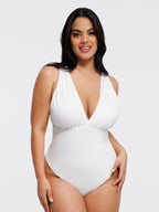 Shapewear Halter Cross-Front Draped Tummy Control Bodysuit