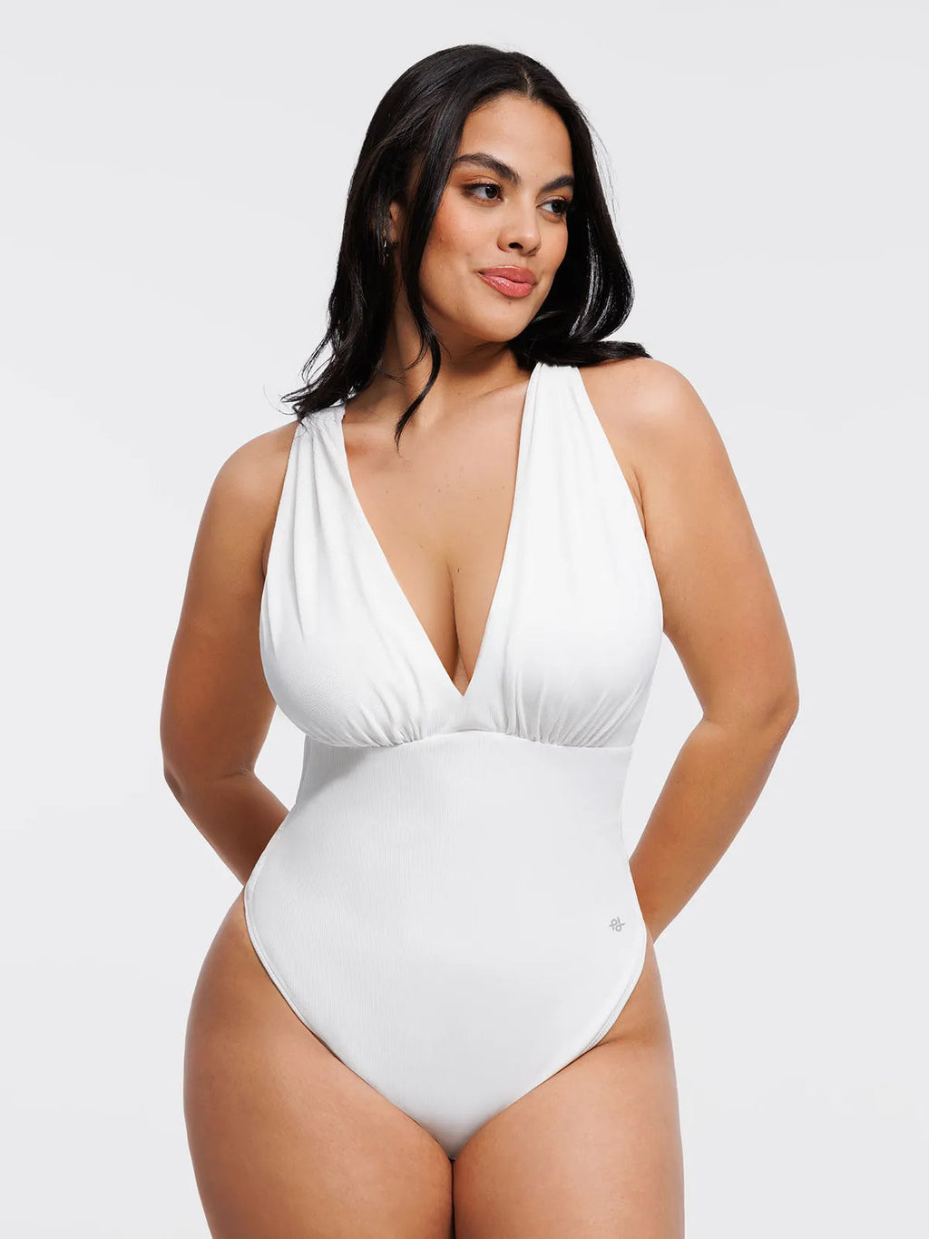 Shapewear Halter Cross-Front Draped Tummy Control Bodysuit