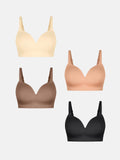 4-Pack Wireless Seamless Silky Push-Up V-Neck Bra Bundle