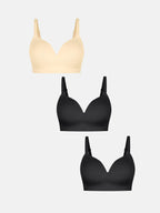 3-Pack Wireless Seamless Silky Push-Up V-Neck Bra Bundle