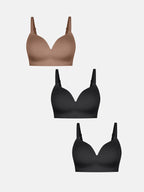 3-Pack Wireless Seamless Silky Push-Up V-Neck Bra Bundle