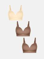 3-Pack Wireless Seamless Silky Push-Up V-Neck Bra Bundle