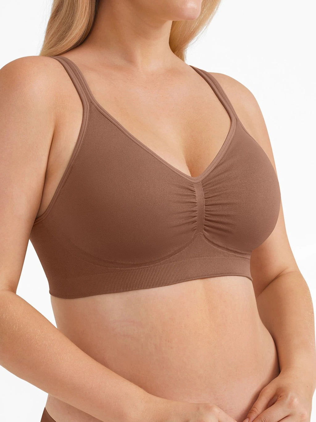 Seamless Wireless Adjustable Wide-Strap Everyday Bra