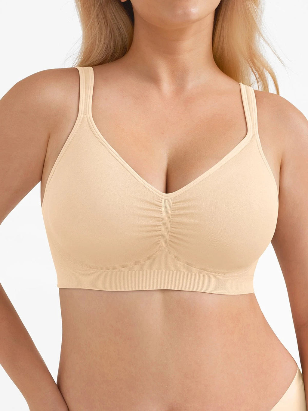 Seamless Wireless Adjustable Wide-Strap Everyday Bra