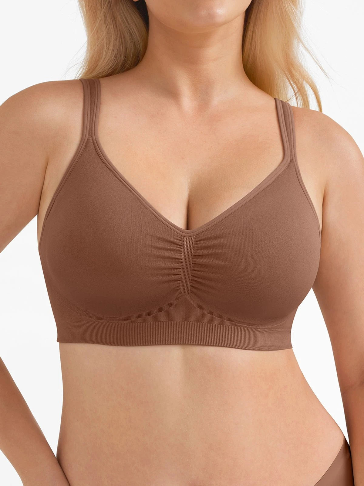 Seamless Wireless Adjustable Wide-Strap Everyday Bra