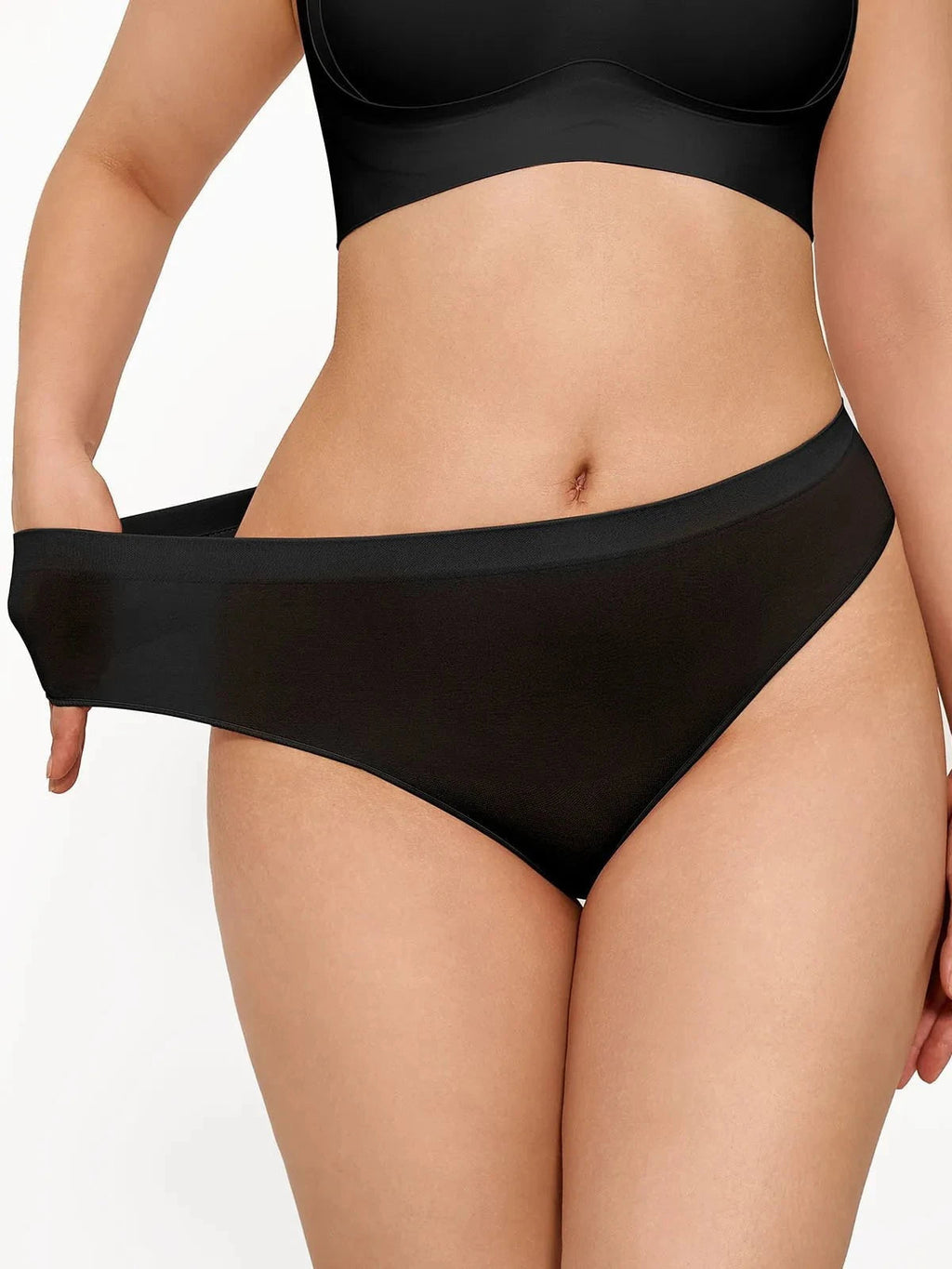 Seamless Solid Soft Mid-Rise Thong Brief