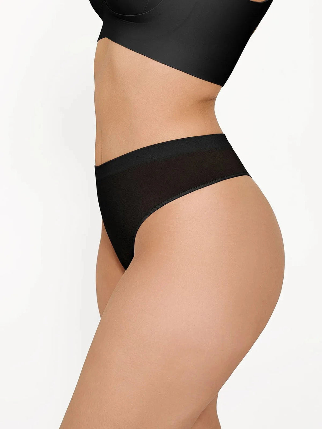 Seamless Solid Soft Mid-Rise Thong Brief