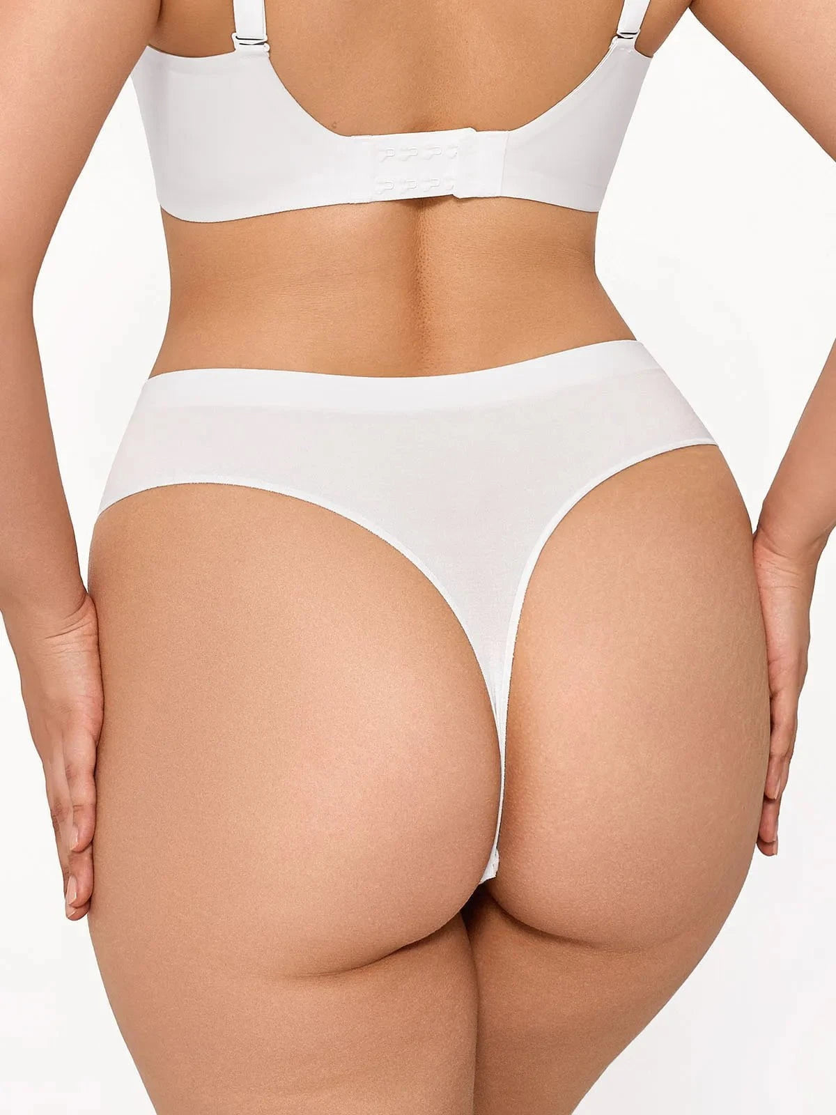 Seamless Solid Soft Mid-Rise Thong Brief