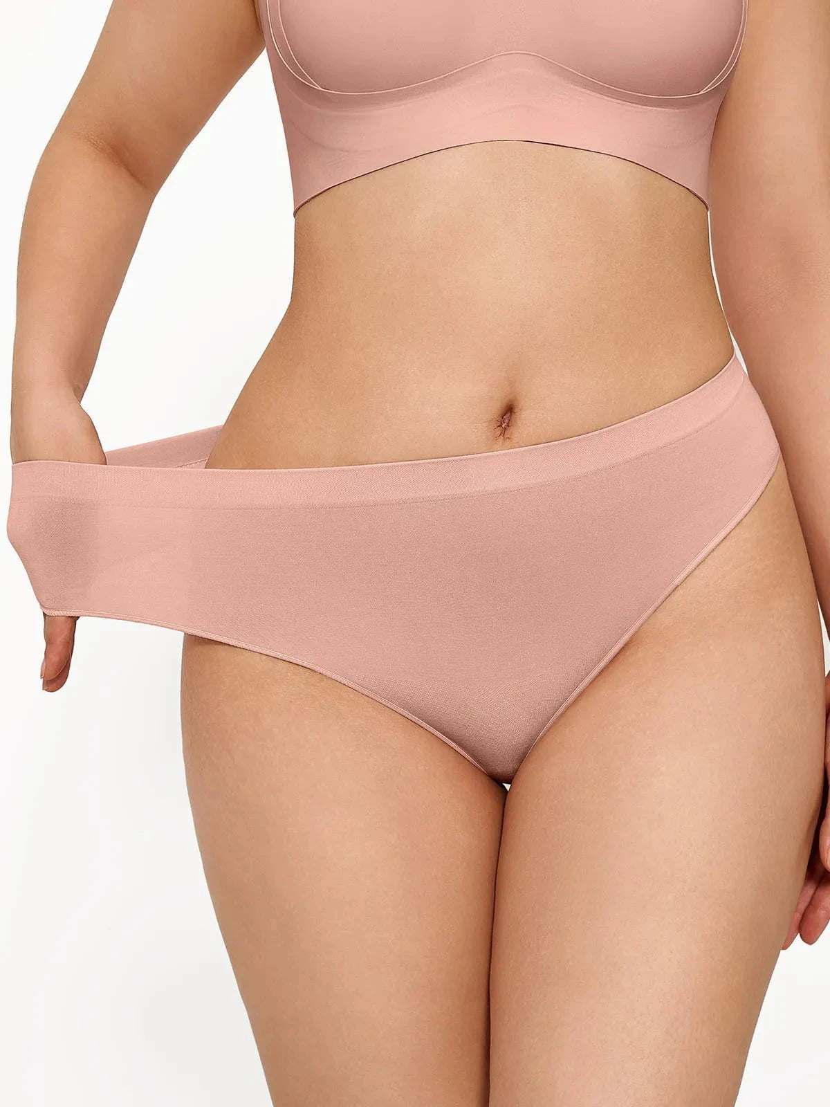 Seamless Solid Soft Mid-Rise Thong Brief