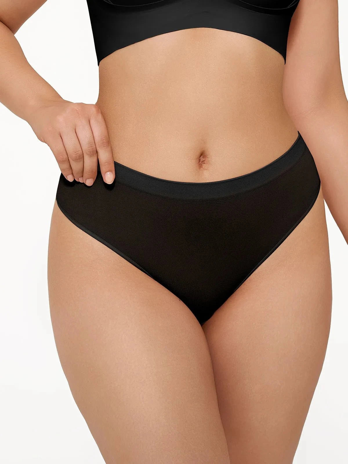 Seamless Solid Soft Mid-Rise Thong Brief