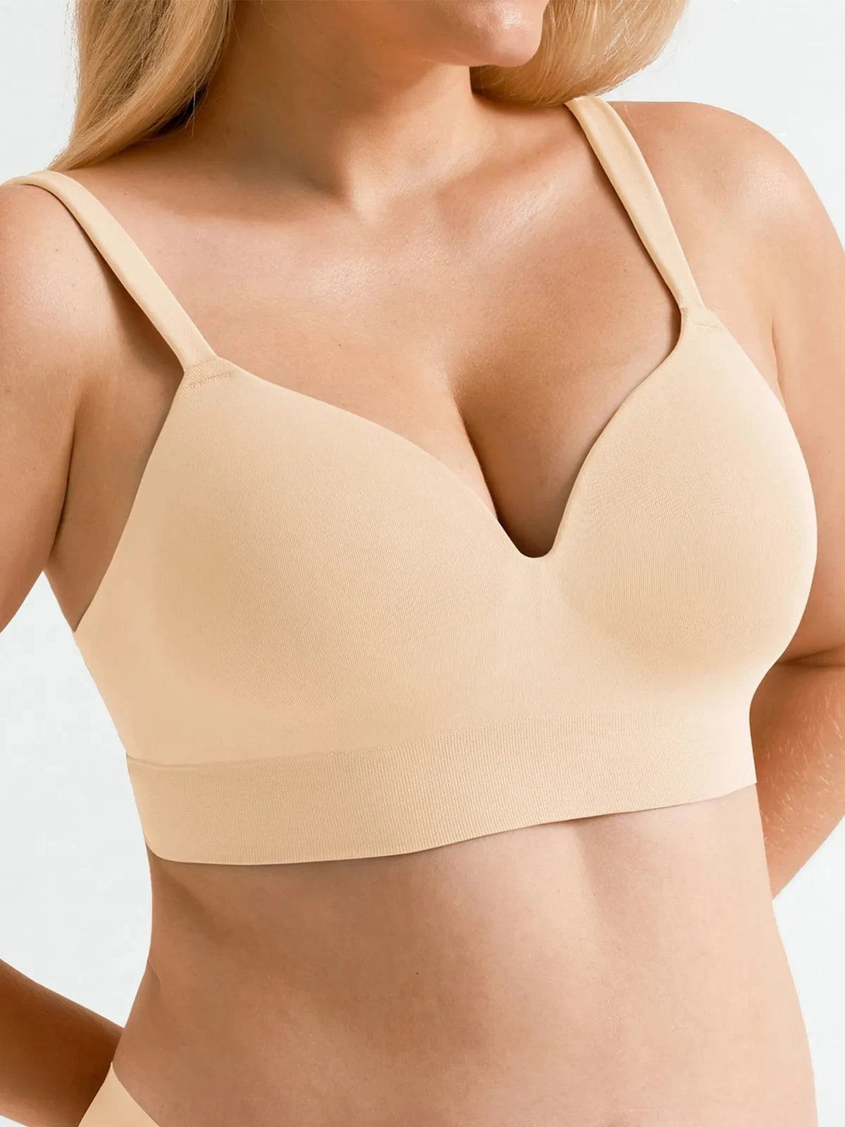 Seamless Wireless Adjustable Wide-Strap Bra