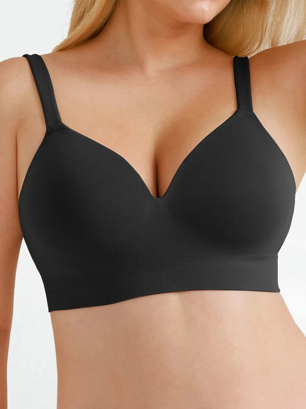 Seamless Wireless Adjustable Wide-Strap Bra