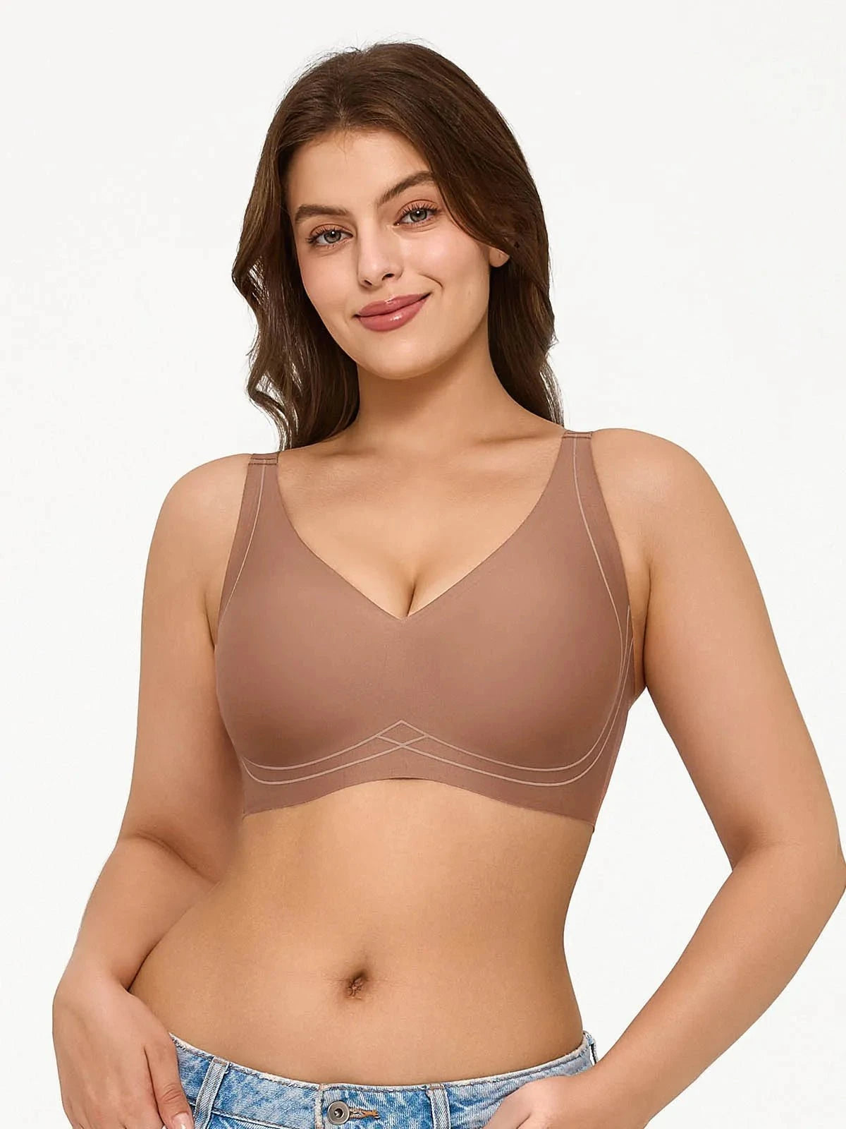 Seamless Wireless Deep-V Design Comfort Bra