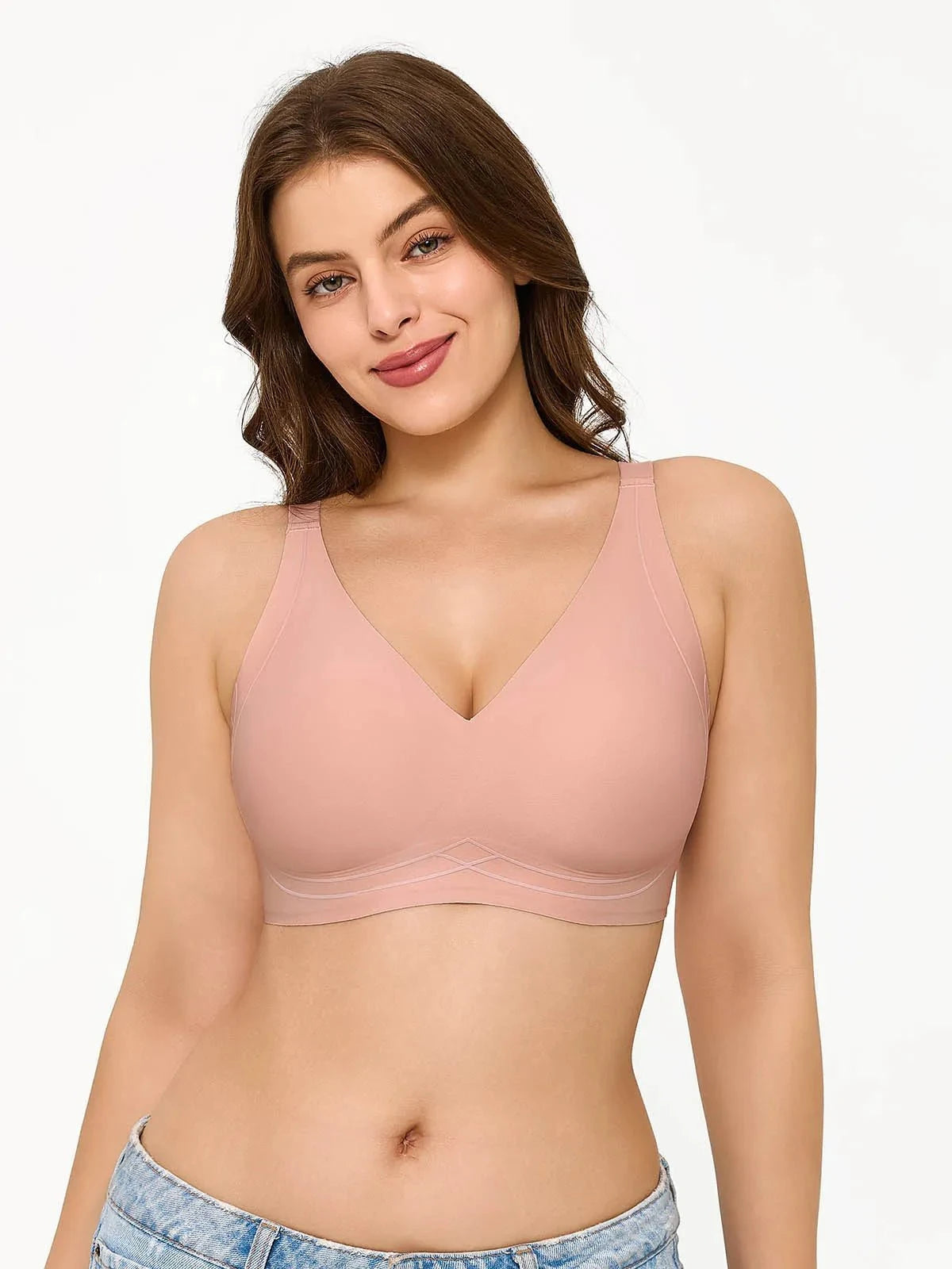 Seamless Wireless Deep-V Design Comfort Bra
