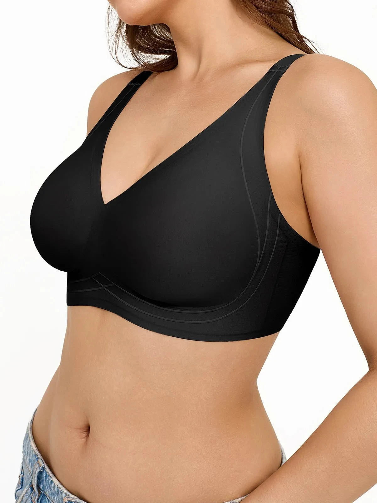 Seamless Wireless Deep-V Design Comfort Bra