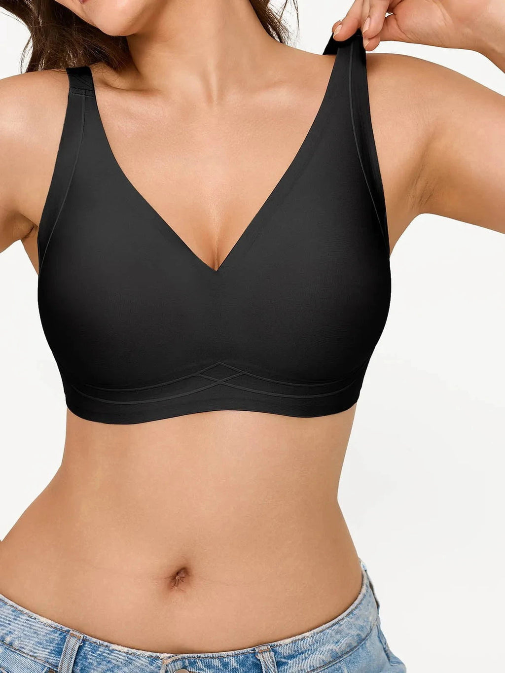 Seamless Wireless Deep-V Design Comfort Bra
