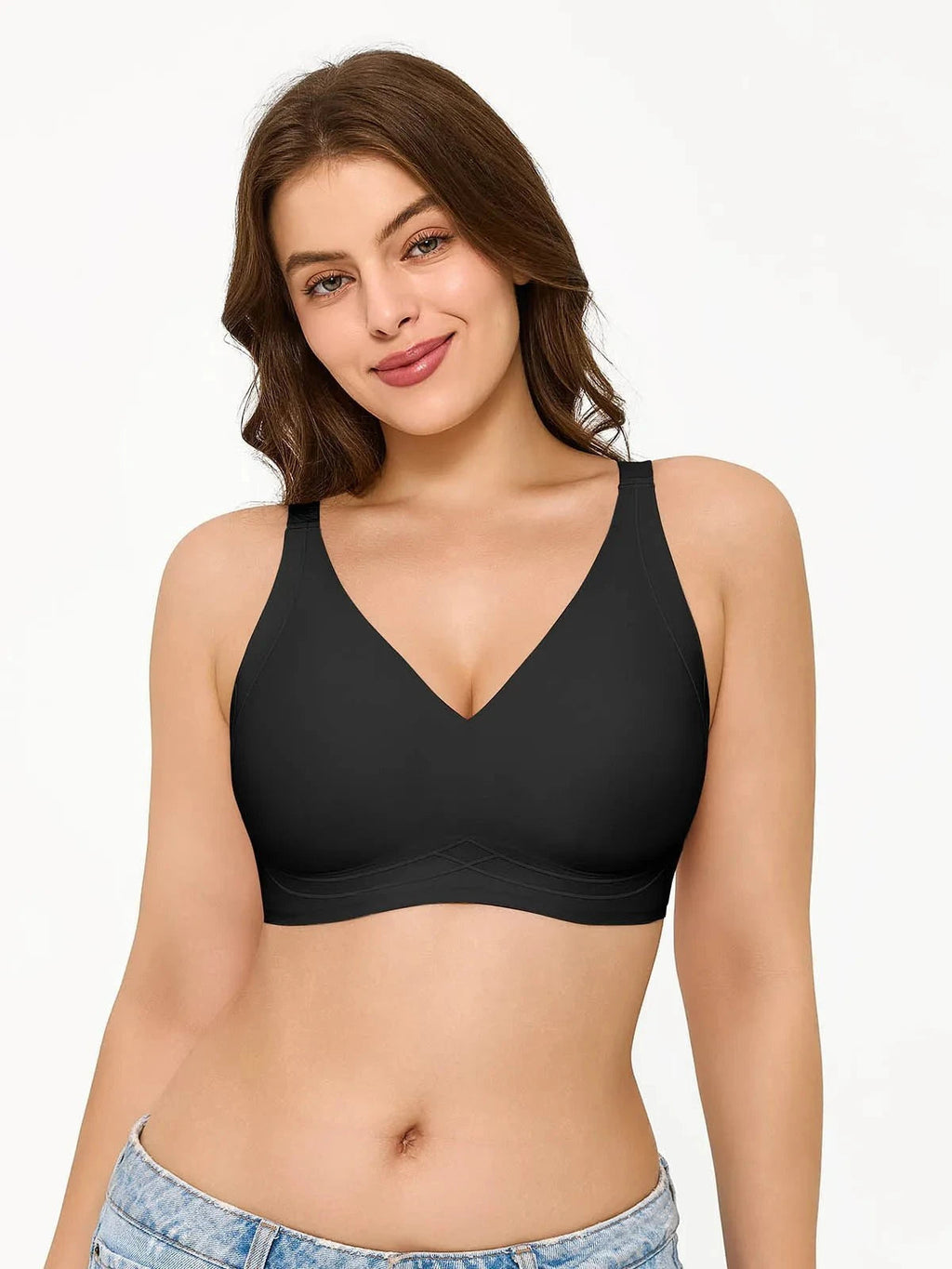 Seamless Wireless Deep-V Design Comfort Bra