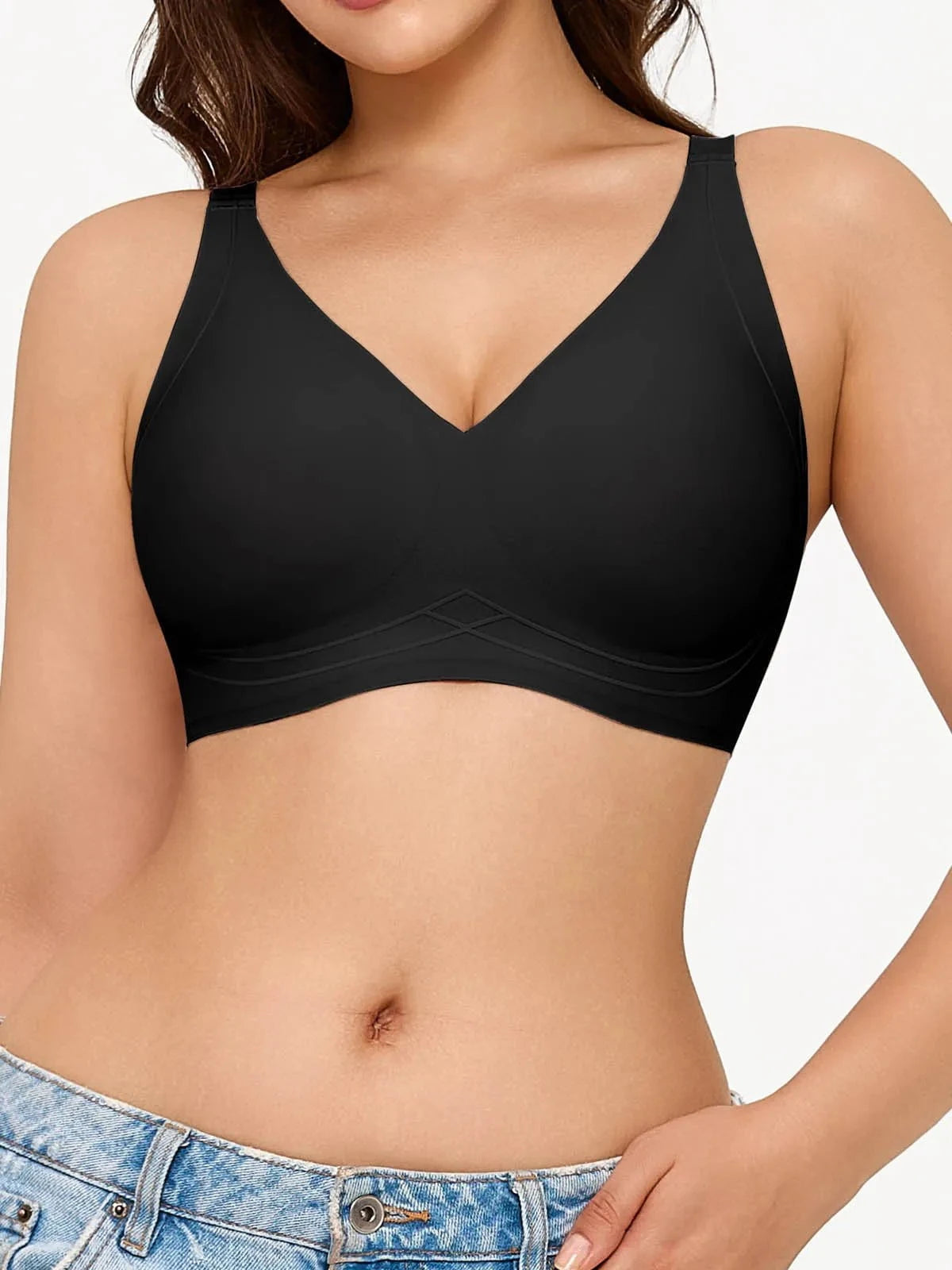 Seamless Wireless Deep-V Design Comfort Bra